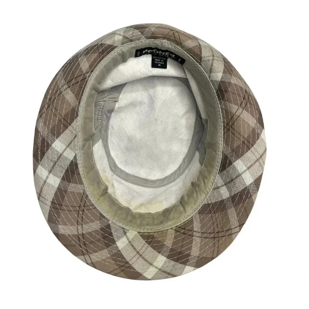 Broner Lightweight Plaid Vented Fedora Hat - Good Preowned Condition- Medium